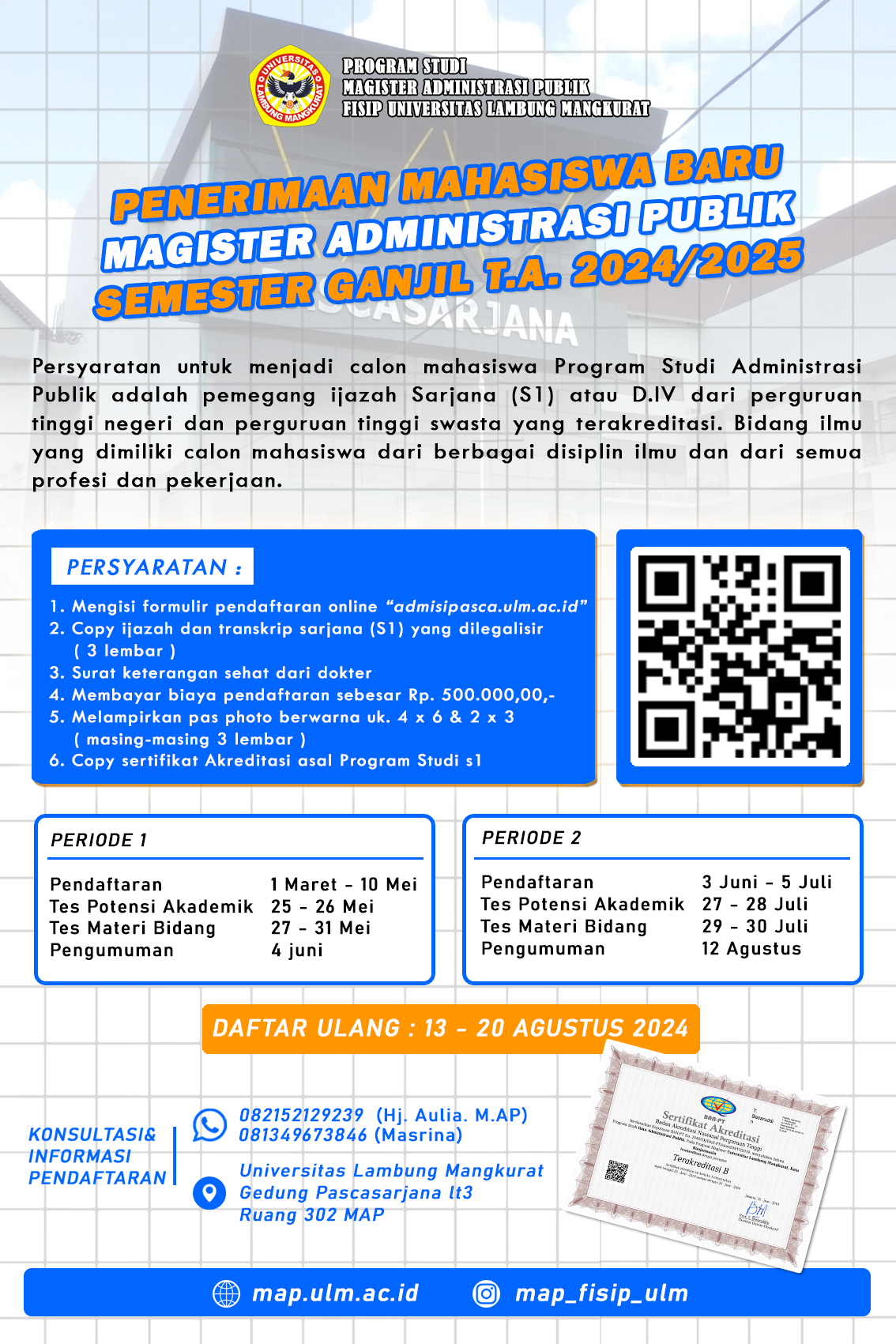 Penerimaan Mahasiswa Baru Magister Administrasi Publik FISIP ULM T.A 2024/2025