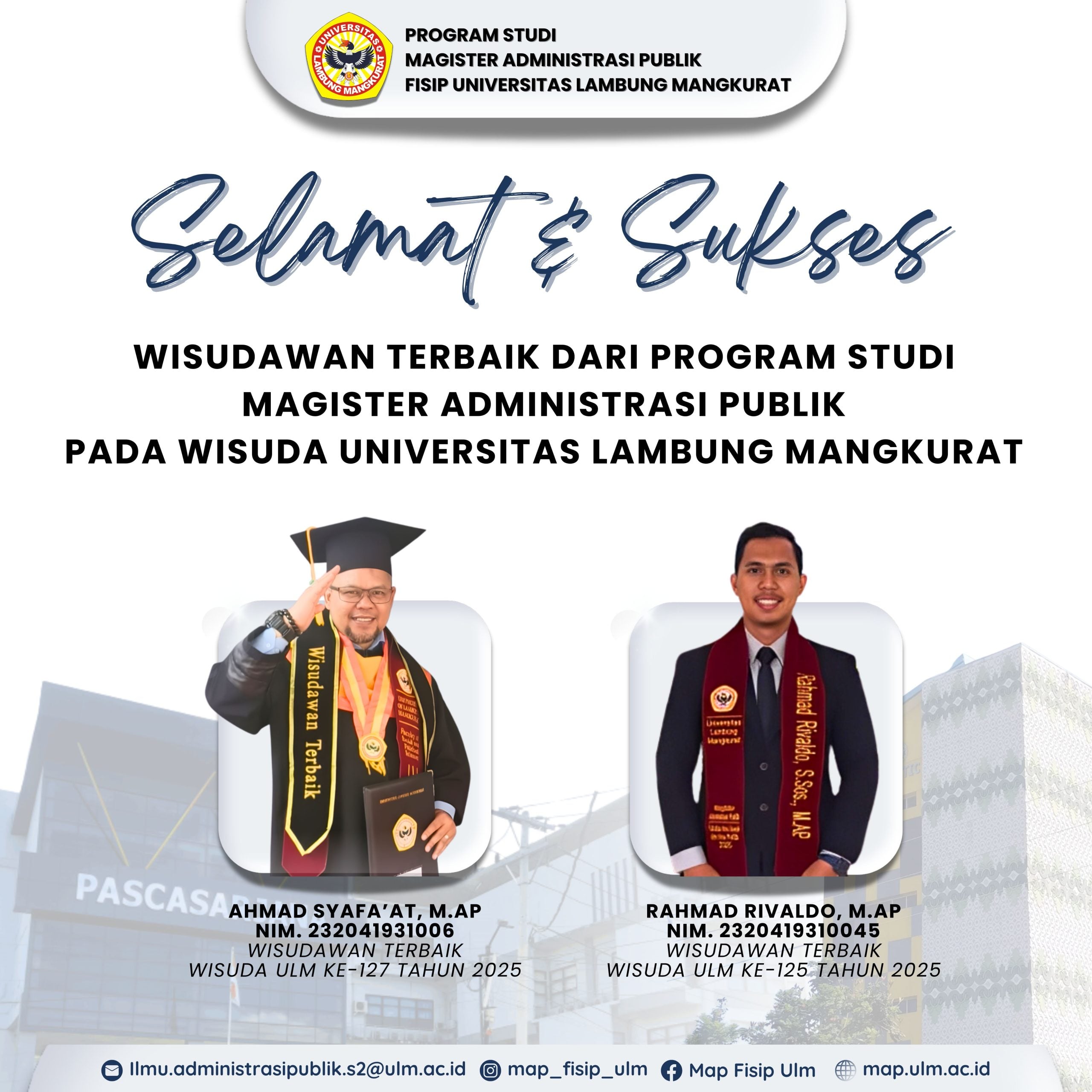 Mahasiswa Prodi MAP FISIP ULM Menjadi Wisudawan Terbaik